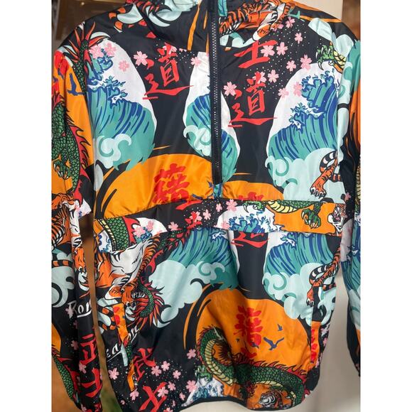 Reason Windbreaker hooded jacket small dragon tiger half zip - Picture 8 of 8